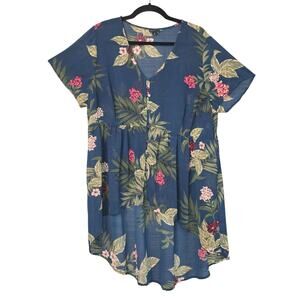 Torrid Blouse Womens Plus Size 2X Floral Short Sleeve Button Front High-Low Boho